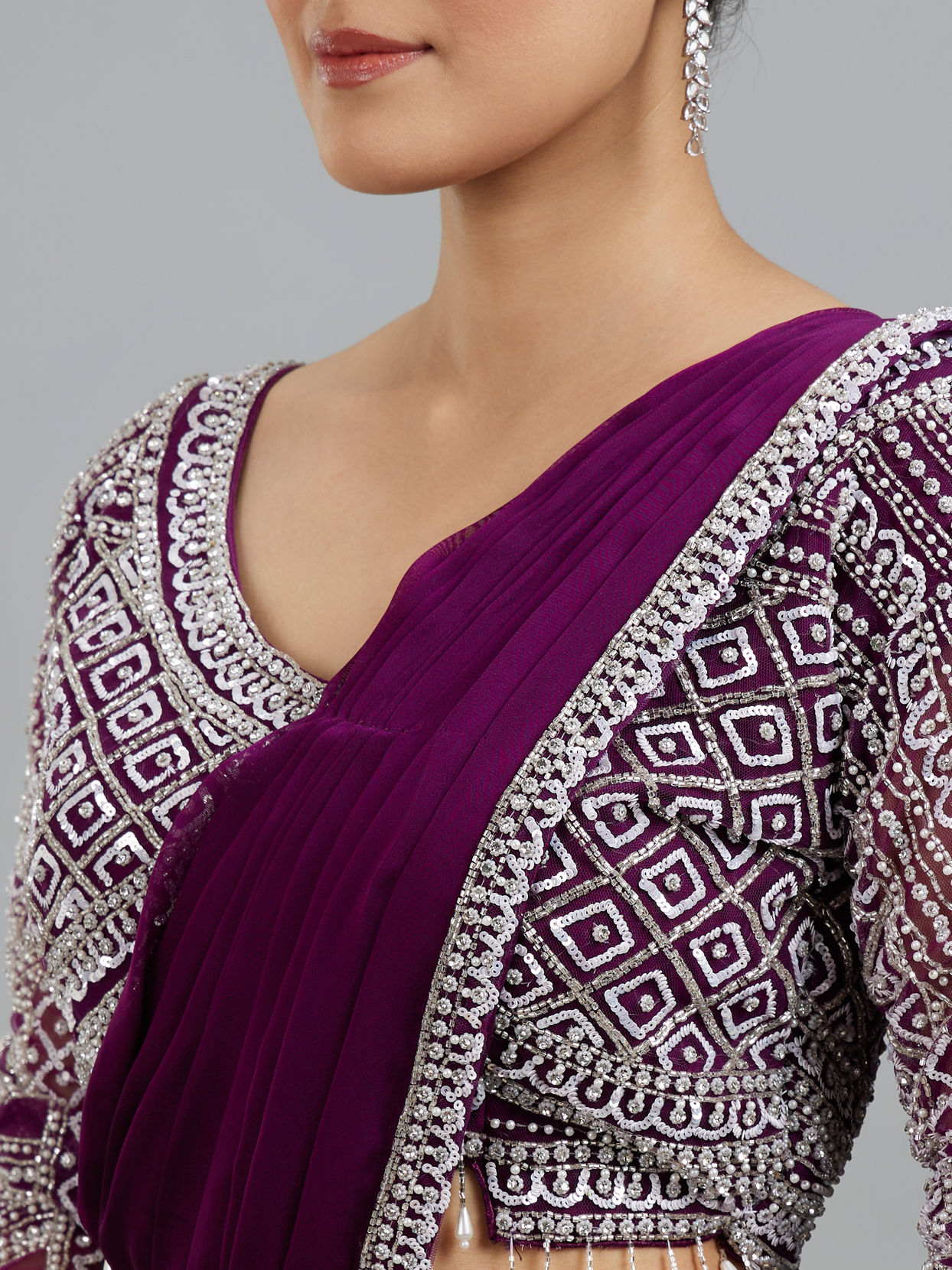Mohey Women Enchanting Wine Delight Pre Draped Saree