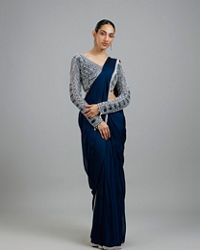 Mohey Women Indigo Blue Radiance Pre Draped Saree