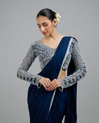 Mohey Women Indigo Blue Radiance Pre Draped Saree