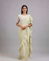 Pista Green Chiffon Pre Draped Saree