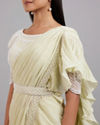 Mohey Women Pista Green Chiffon Pre Draped Saree