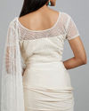 Mohey Women Elegant Cream Pre Draped Saree