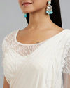 Mohey Women Elegant Cream Pre Draped Saree