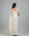 Mohey Women Elegant Cream Pre Draped Saree