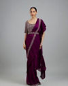 Wine Elegance Pre Draped Saree