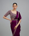 Mohey Women Wine Elegance Pre Draped Saree