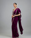 Mohey Women Wine Elegance Pre Draped Saree