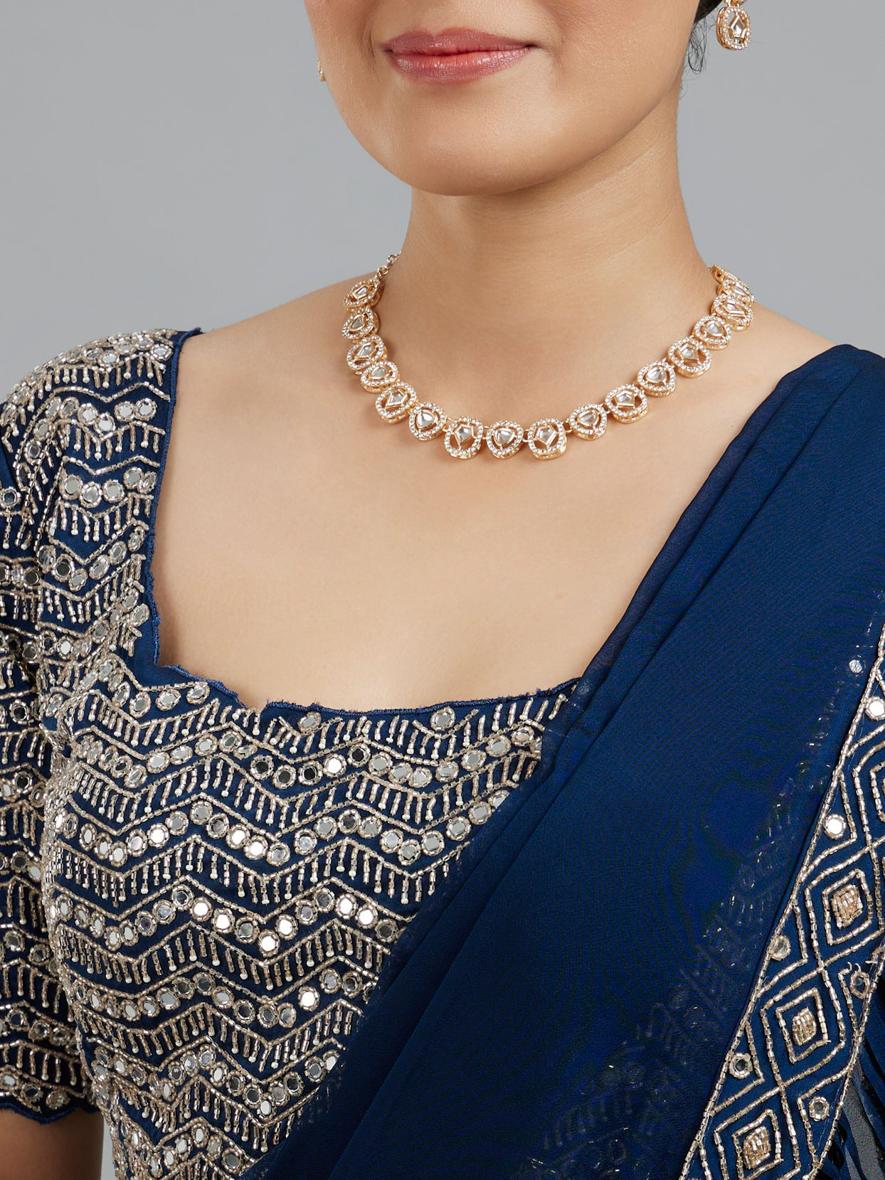 Mohey Women Indigo Blue Radiance Pre Draped Saree