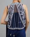 Mohey Women Ethereal Indigo Blue Pre Draped Saree