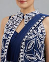 Mohey Women Ethereal Indigo Blue Pre Draped Saree