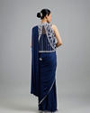 Mohey Women Ethereal Indigo Blue Pre Draped Saree