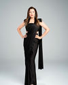 Mohey Women Glamorous Black Draped Saree Ensemble