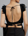 Mohey Women Glamorous Black Draped Saree Ensemble