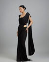Mohey Women Glamorous Black Draped Saree Ensemble