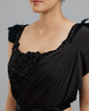 Mohey Women Glamorous Black Draped Saree Ensemble
