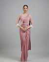 Mohey Women Enchanting Dusty Pink Elegance Pre Draped Saree