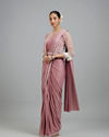 Mohey Women Enchanting Dusty Pink Elegance Pre Draped Saree