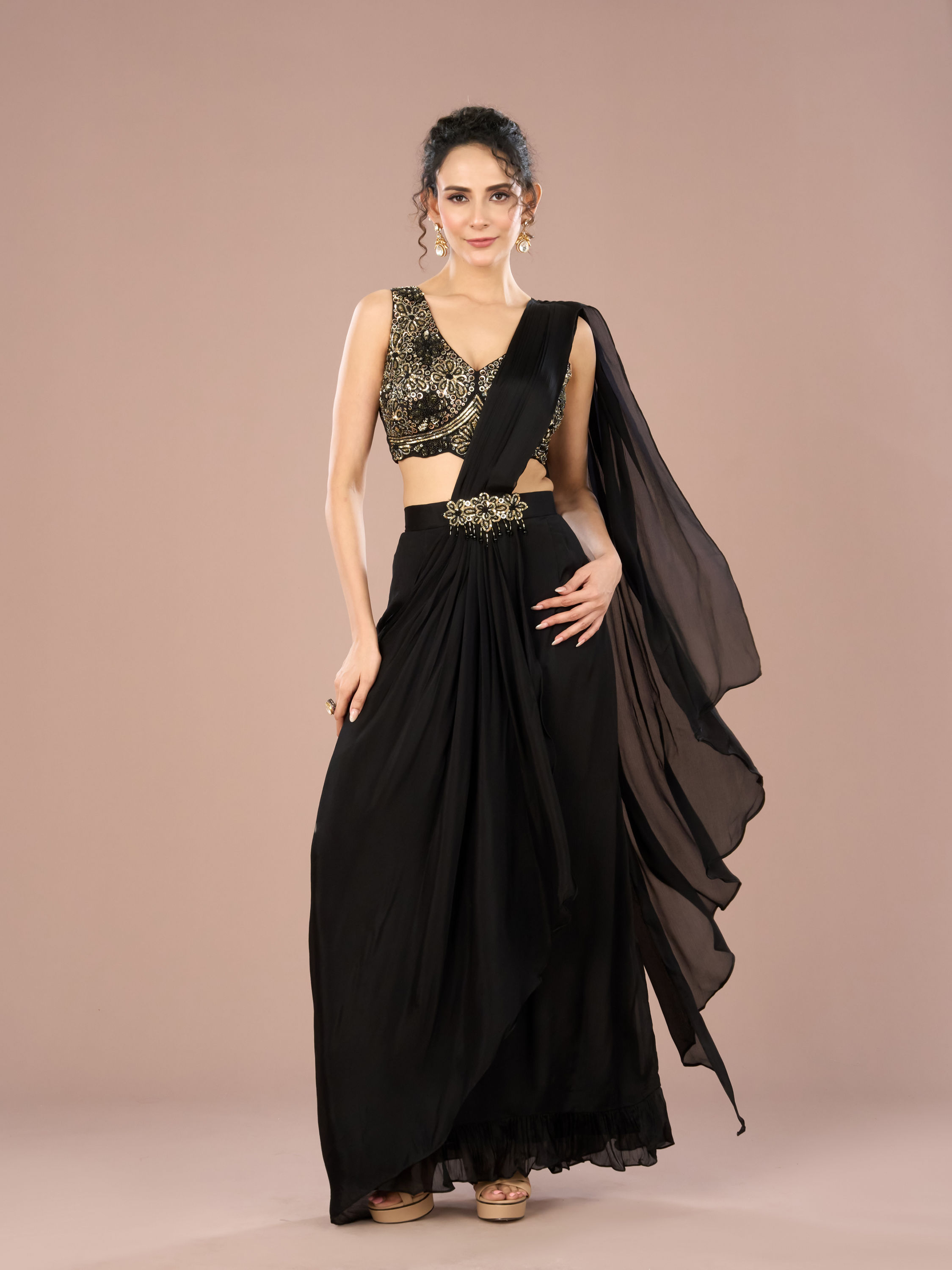 Mohey Women Ethereal Black Indo Western Ensemble