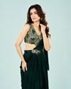 Mohey Women Bottle Green Elegance Pre Draped Saree