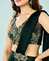 Mohey Women Bottle Green Elegance Pre Draped Saree