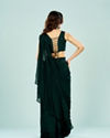 Mohey Women Bottle Green Elegance Pre Draped Saree