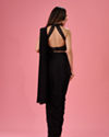 Mohey Women Black Chic Draped Pre Draped Saree