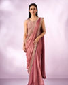 Mohey Women Pink Organza Saree with Moti Work