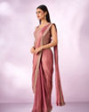 Mohey Women Pink Organza Saree with Moti Work
