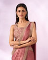 Mohey Women Pink Organza Saree with Moti Work