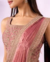 Mohey Women Pink Organza Saree with Moti Work