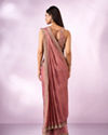 Mohey Women Pink Organza Saree with Moti Work