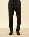 Manyavar Men Charcoal Black Bel Buti Patterned Kurta Set