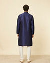 Manyavar Men Dark Blue Sequined Embroidered Bel Buti Patterned Kurta Set