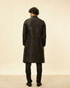 Manyavar Men Charcoal Black Bel Buti Patterned Kurta Set