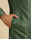Manyavar Men Forest Green Sequinned Embroidered Bel Buti Patterned Kurta Set