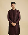 Wine Self Design Kurta With Black Churidar