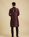 Manyavar Men Wine Self Design Kurta With Black Churidar