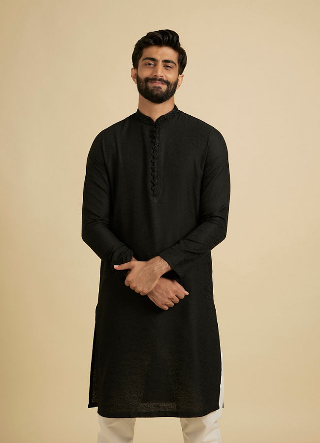 Manyavar Men Classic Black Kurta Churidar