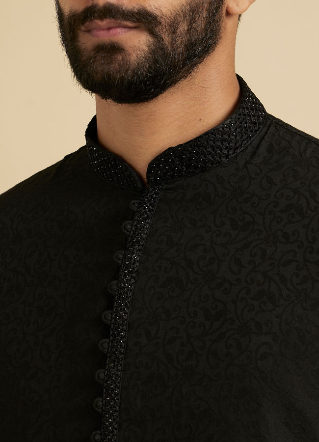 Manyavar Men Classic Black Kurta Churidar
