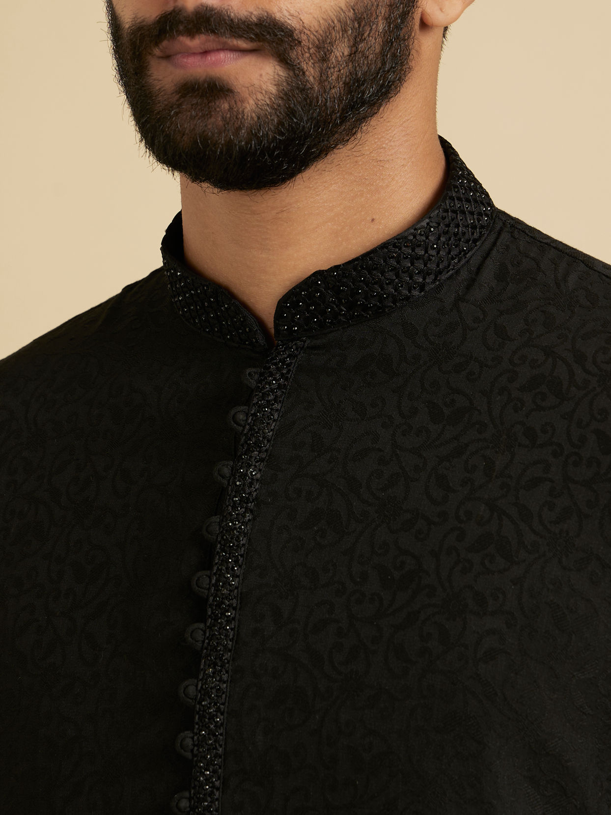 Manyavar Men Classic Black Kurta Churidar