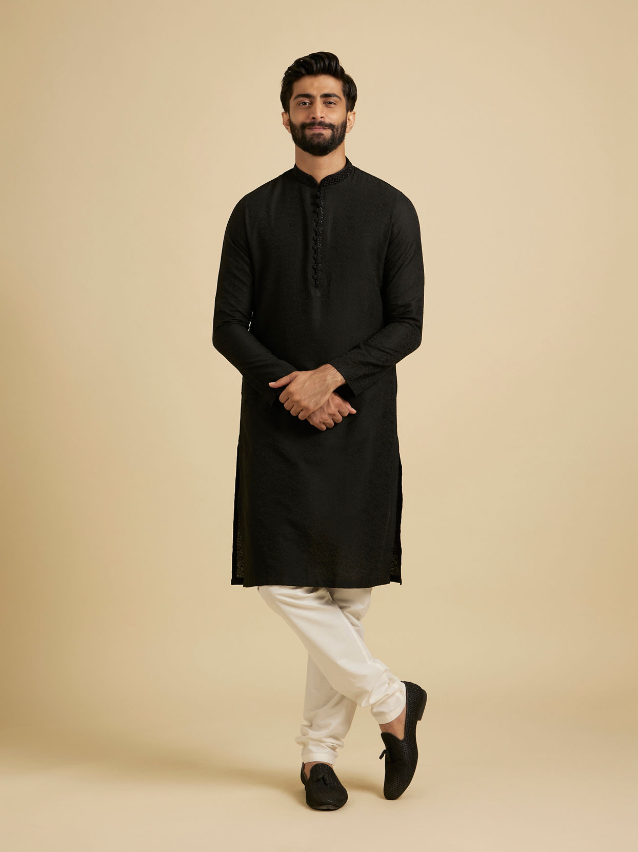 Manyavar Men Classic Black Kurta