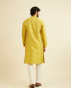 Manyavar Men Golden Yellow Self Design Kurta Set image number 5