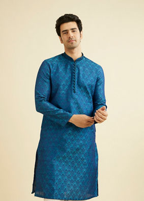 alt message - Manyavar Men Feroze Self Design Kurta Set image number 0