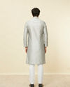 Manyavar Men Pearl River Grey Buta Patterned Kurta Set