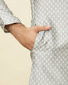 Manyavar Men Pearl River Grey Buta Patterned Kurta Set