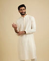 Manyavar Men Off White Self Embossed Kurta Set image number 0