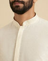 Manyavar Men Off White Self Embossed Kurta Set image number 1