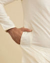 Manyavar Men Off White Self Embossed Kurta Set