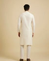 Manyavar Men Off White Self Embossed Kurta Set image number 5