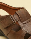 Manyavar Men Brown Faux Leather Sandals